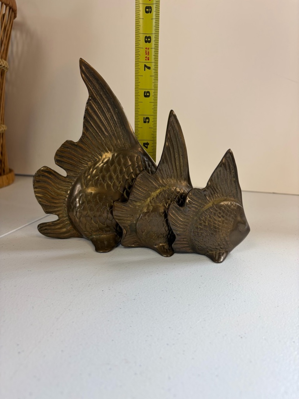 Vintage Brass Angel Fish Family Lot 1970s Home Decor Boho Bohemian Eclectic 70s - Picture 8 of 9